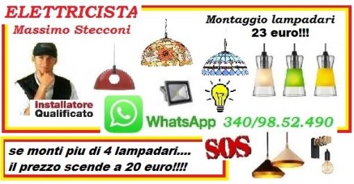 Elettricista montaggio lampadario 20 euro Roma