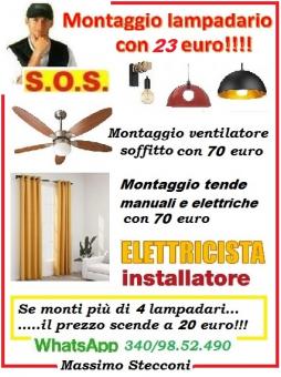 Quanto costa montaggio lampadario o ventilatore a Roma