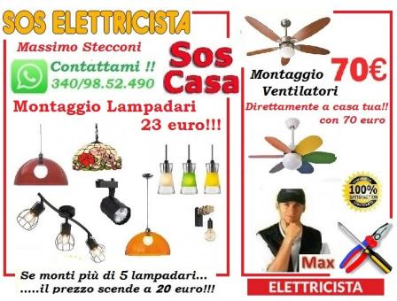 Elettricista montaggio lampadario Garbatella Ostiense Roma